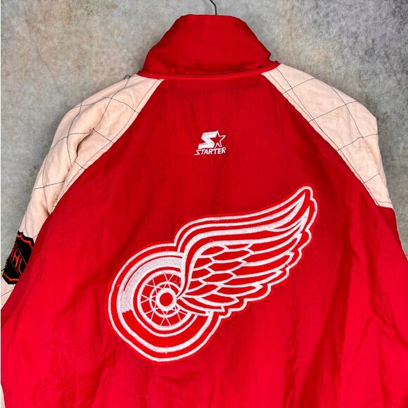 VTG 90s Detroit Red Wings Starter Jacket Mens Sz XL Red NHL Hockey Puffer Sports - Picture 9 of 10